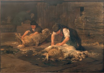 Koyun kırkma by Heinrich von Zügel