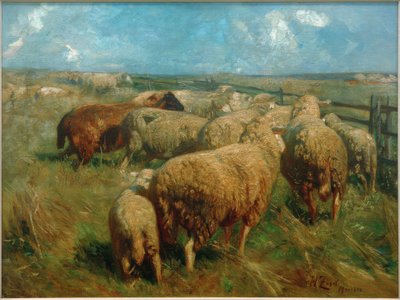 Yaz ortasında koyun sürüsü by Heinrich von Zügel