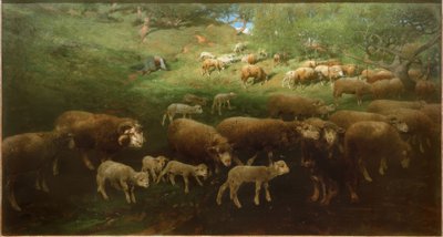 Kuzu ile koyun sürüsü by Heinrich von Zügel