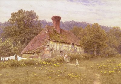 Blackdown, Sussex Yakınlarında Bir Kulübe (suluboya) by Helen Allingham