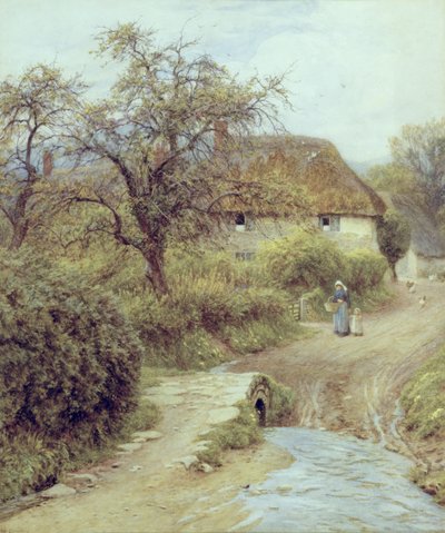 Bir Tepe Çiftliği, Symondsbury, Dorset (kağıt üzerine suluboya) by Helen Allingham