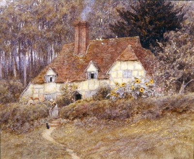 Bir Surrey Kulübesi (kağıt üzerine sulu boya) by Helen Allingham