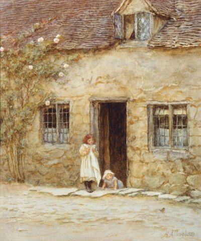 Kulübe Kapısında by Helen Allingham