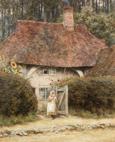 Kulübe Kapısında by Helen Allingham