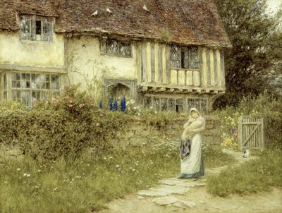 Eski Kilise Kapısı Çiftliği yanında, Smarden, Kent (kağıt üzerine suluboya) by Helen Allingham