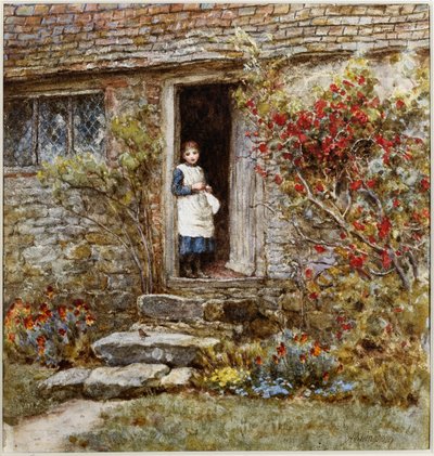 Corcorus Japonica (kazıma ile sulu boya) by Helen Allingham