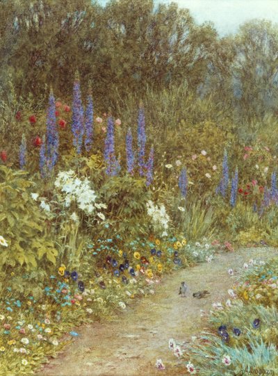 Kulübesinin Etrafındaki Bahçe (suluboya) by Helen Allingham