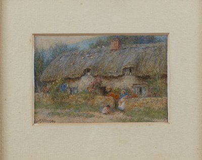 Gri Sazdan Kulübe (kağıt üzerine sulu boya) by Helen Allingham