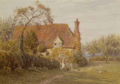 Hedges Farm, East End Farm, Pinner (kalem ve sulu boya) by Helen Allingham