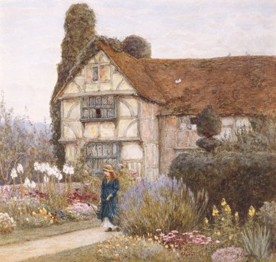 Old Manor House (kazıma ile sulu boya) by Helen Allingham
