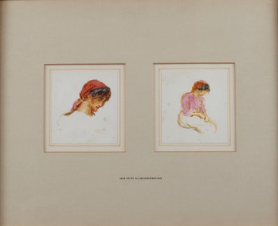 Kırmızı başörtülü bir kızın çalışması by Helen Allingham