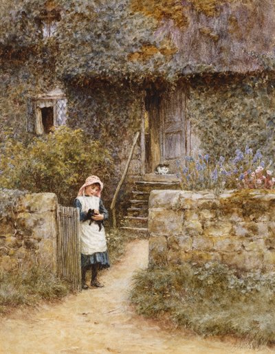 Bahçe Kapısı (kazıma ile sulu boya) by Helen Allingham