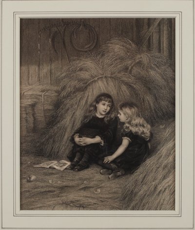 Bir Ahırda İki Kız (kağıt üzerine mürekkep) by Helen Allingham