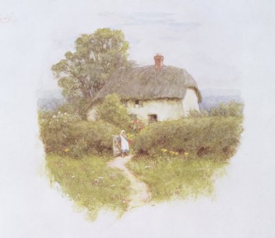 Kulübe Kapısının Yanındaki Genç Kız (kağıt üzerinde wc) by Helen Allingham