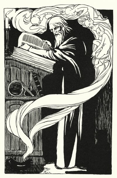 Archimago, Kötü Ruhlarını çağırıyor (gravür) by Helen S. Kuck