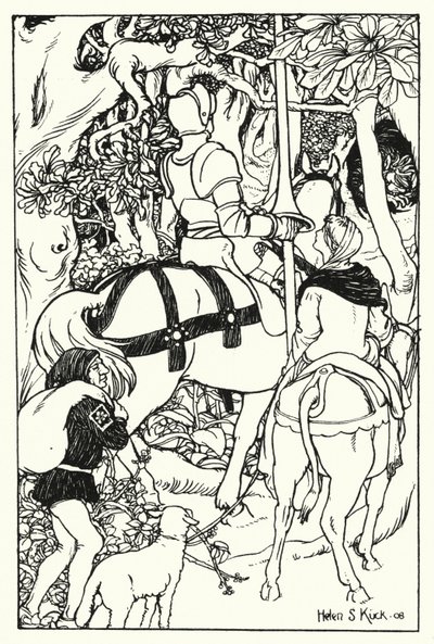 Kızıl Haç ve Ormandaki Lady Una (gravür) by Helen S. Kuck