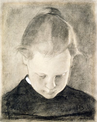 The Reading Girl, c.1905 (kağıt üzerinde kömür ve guaj boya) by Helene Schjerfbeck
