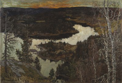 Sonbahar, Nordingra (masonit üzerine monte edilmiş tuval üzerine kağıt üzerine yağlı boya) by Helmer Osslund