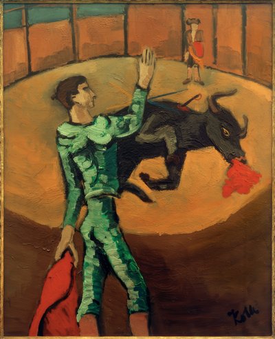 Boğa güreşçisi ve ölen boğa ile Arena (Tauromachie III) by Helmut Kolle