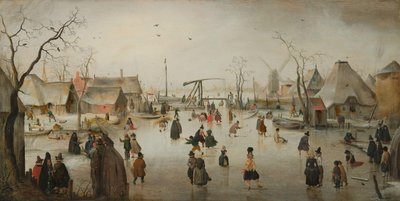 Köyde buz pateni by Hendrick Avercamp