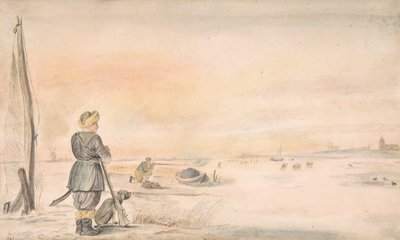 Bir Avcı ve Köpeğiyle Kış Manzarası, n.d.. by Hendrick Avercamp