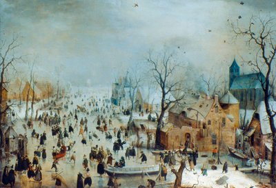 Buz Patencileri ile Kış Manzarası, c1608 by Hendrick Avercamp