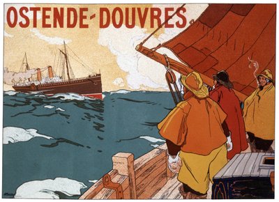 Oostende ve Dover arasında feribot, 1900 civarı (poster) by Hendrick Cassiers