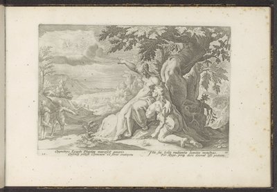 Clymene, güneş tanrısı olan babası Phaëthon'a işaret ediyor Ovid'in Metamorfozları (dizi başlığı) Re-creations of P. Ovidius Naso (dizi başlığı) by Hendrick Goltzius (workshop of)