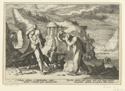 Deucalion ve Pyrrha yeni bir insan ırkı yaratıyor Ovid