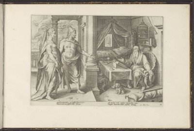 Juno ve Jüpiter, Tiresias Ovid'in Metamorphoses (dizi başlığı) Re-creations of P. Ovidius Naso'ya (dizi başlığı) danışıyor by Hendrick Goltzius (workshop of)