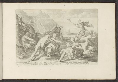 Neptün ve nehir tanrıları bir sele neden olur Ovid'in Metamorfozları (dizi başlığı) P. Ovidius Naso'nun yeniden yaratımları (dizi başlığı) by Hendrick Goltzius (workshop of)