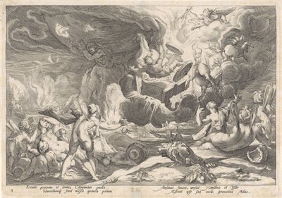 Val van Phaëthon Metamorfosen van Ovidius (dizi adı) by Hendrick Goltzius (workshop of)