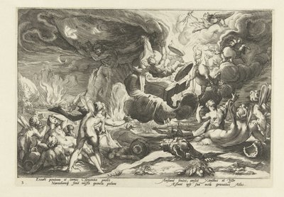 Val van Phaëthon Ovidius'un Metamorfosen (dizi başlığı) by Hendrick Goltzius (workshop of)