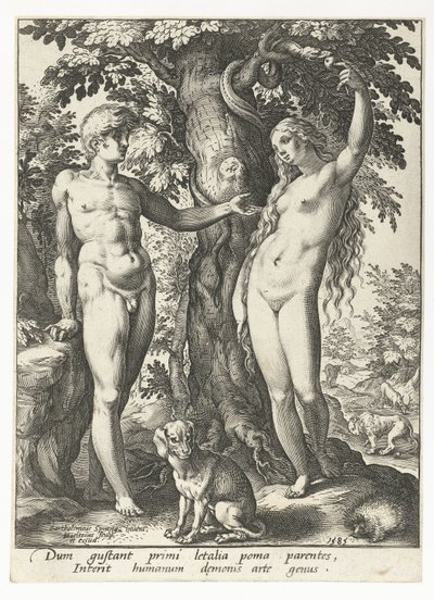 Adem ve Havva ve Yılan by Hendrick Goltzius