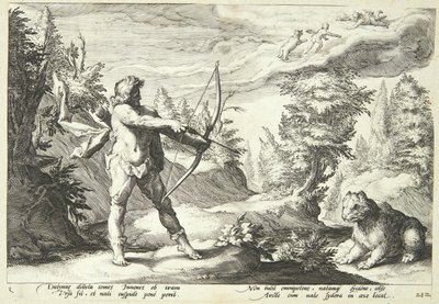 Arcas annesini öldürmeye hazır by Hendrick Goltzius