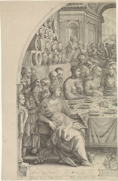 Cana'da Düğün, sol sayfa by Hendrick Goltzius