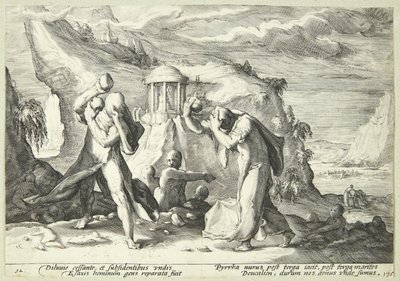 Deukalion ve Pyrrha dünyayı yeniden dolduruyor by Hendrick Goltzius