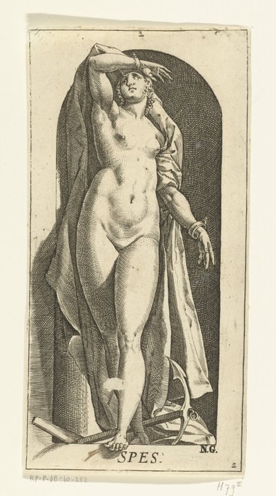 Yığın Spes (nesne üzerindeki başlık) Yedi Erdem (dizi adı) by Hendrick Goltzius