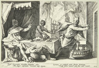 Lykaon bir kurda dönüşüyor by Hendrick Goltzius