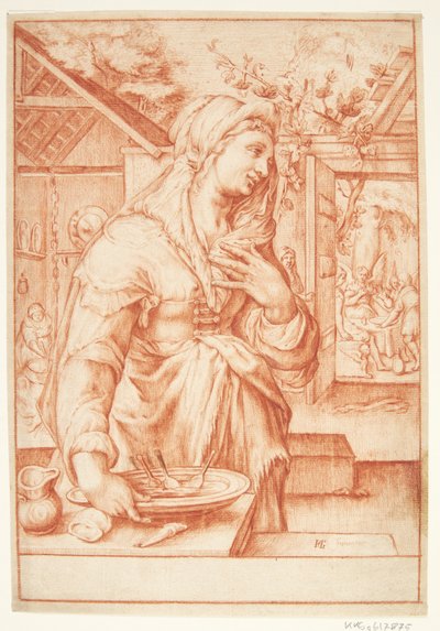Sarah mutfakta by Hendrick Goltzius