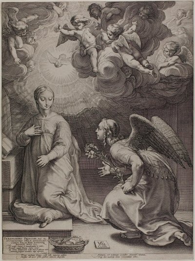 Müjde, İsa'nın Doğumu ve Erken Yaşamı'ndan birinci plaka by Hendrick Goltzius