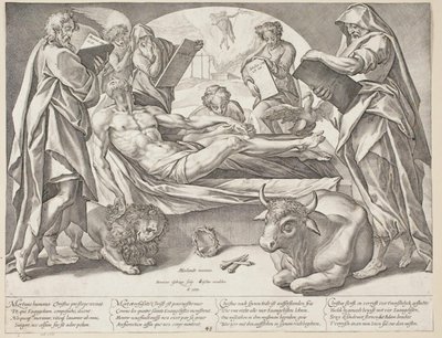 Ölü İsa ve dört evangelist by Hendrick Goltzius