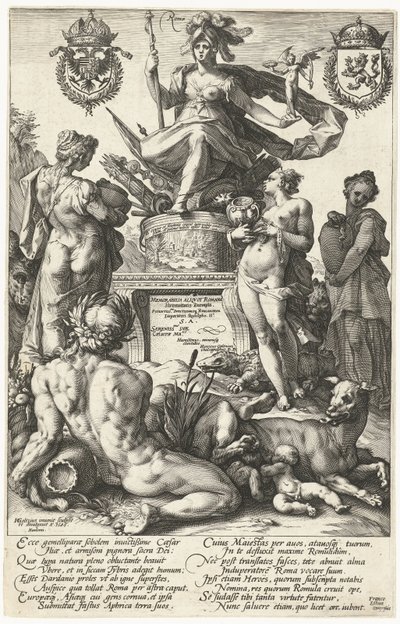 Baskı serisi için başlık baskısı Roma kahramanları Roma (nesne üzerindeki başlık) Roma Kahramanları (dizi adı) by Hendrick Goltzius
