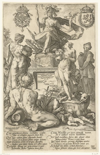 Baskı serisi için başlık baskısı Roma kahramanları Roma (nesne üzerindeki başlık) Roma Kahramanları (dizi adı) by Hendrick Goltzius