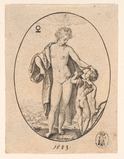 Venüs ve Aşk Tanrısı by Hendrick Goltzius