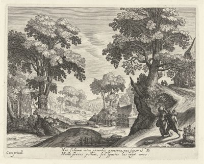 Köy Yolunda Çiftçi Çiftiyle Manzara by Hendrick Hondius (I)