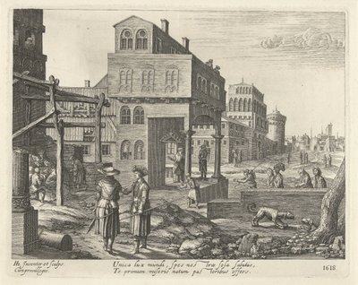 Çobanların Hayranlığıyla Şehir Manzarası by Hendrick Hondius (I)