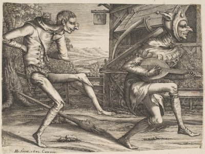 Karnavalın İki ve Üç Aptalından Dans Eden İki Aptal, 1642. by Hendrick Hondius I