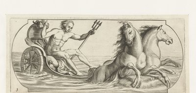 Neptün bir arabada Nouveau Livre des Dieux et Deeßes De la Marine Bouckje Deniz Tanrıları ve Tanrıçaları (dizi başlığı) by Hendrick de Keyser (I)