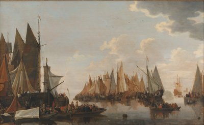 Bir Hollanda Nehri Üzerine Birliklerin Bindirilmesi by Hendrick de Meijer